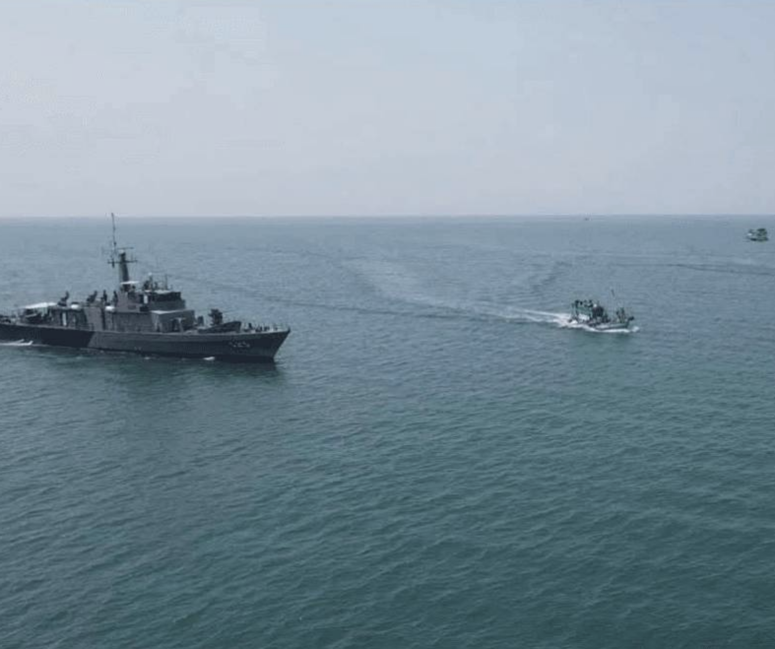 Thai Navy guides over 30 foreign fishing boats out of Thai waters near Trat Province
