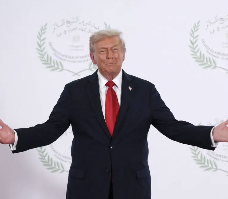 US President Donald Trump and international leaders discussing Gaza peace efforts